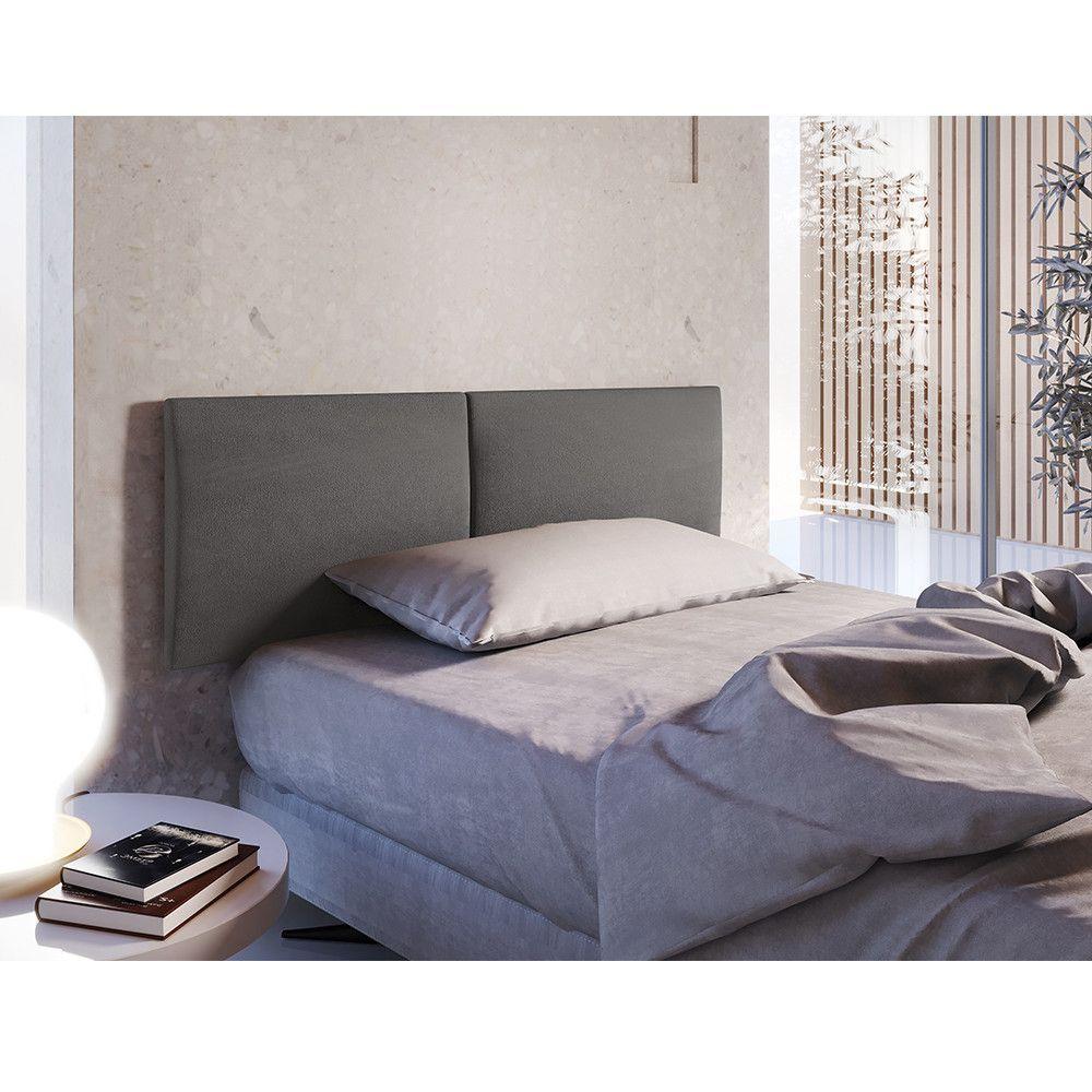 Painel Estofado Solteiro San Miguel 2 Módulos Linho Grafite - 1