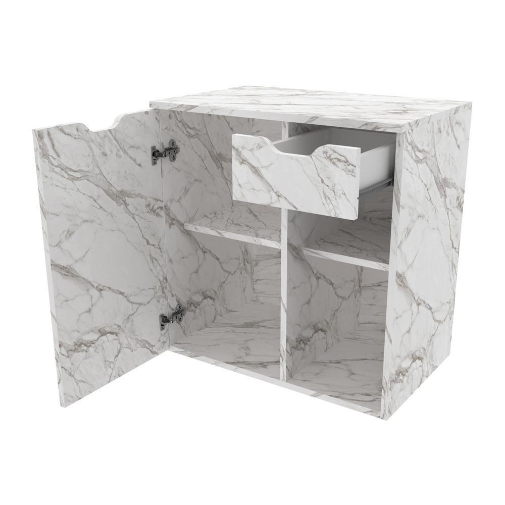 Gabinete Banheiro 1 Porta 1 Gaveta 60Cm Multimóveis Vcr10085 Mármore Branco Mármore Branco - 3