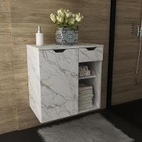 Gabinete Banheiro 1 Porta 1 Gaveta 60Cm Multimóveis Vcr10085 Mármore Branco Mármore Branco - 2