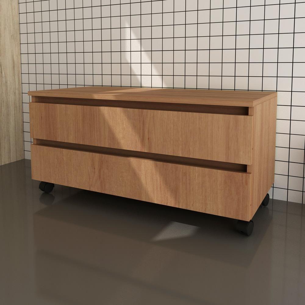Gabinete Banheiro 2 Gavetas Com Rodízios 80Cm Multimóveis Vcr10083 Amêndoa Amêndoa - 4
