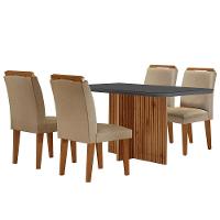 Sala De Jantar Mesa Olímpia 120cm Mdf Vidro Canto Copo Com 4 Cadeiras Turim / Grafite / Imbuia - 5