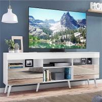 Rack Tv 65" Retrô Com Espelho 2 Portas Paris Multimóveis V3332 Branco Branco - 7