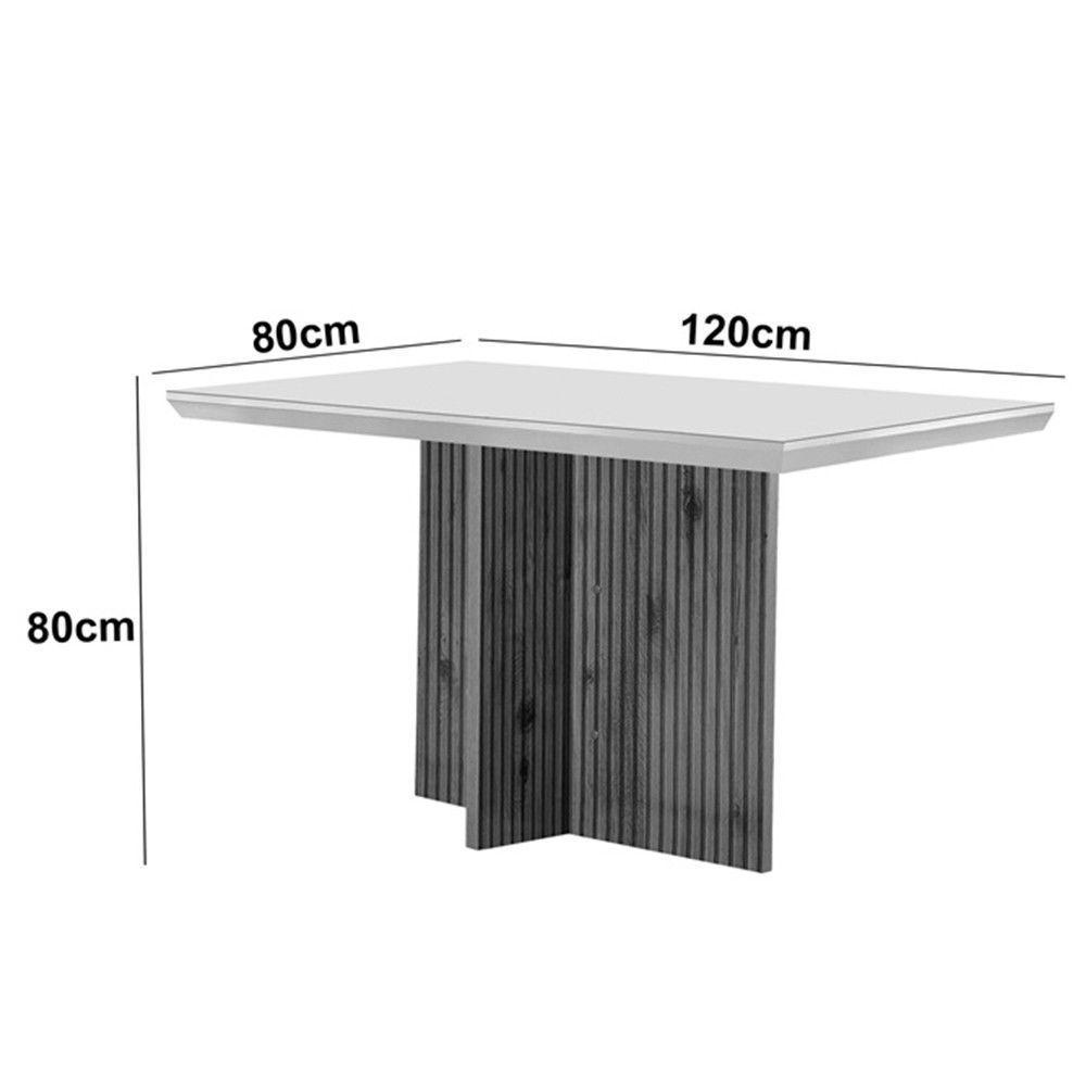 Sala De Jantar Mesa Olímpia 120cm Mdf Canto Reto Com 4 Cadeiras Carol Creme, Off White E Imbuia - 5