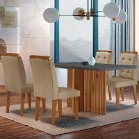 Sala De Jantar Mesa Olímpia 120cm Mdf Canto Copo Com 4 Cadeiras Carol Turim / Grafite / Imbuia - 1