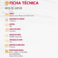 Sala De Jantar Mesa Olímpia 120cm Mdf Canto Reto Com 4 Cadeiras Carol Grafite, Off White E Imbuia - 3