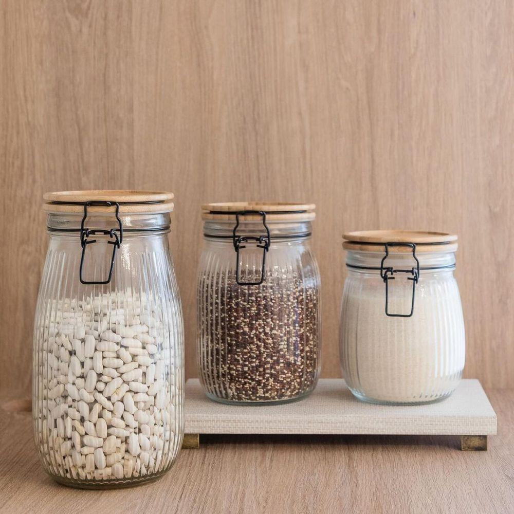 Pote Vidro Hermético Versalhes Tampa Bambu Trava Prime 800ml - Lehaví - 2