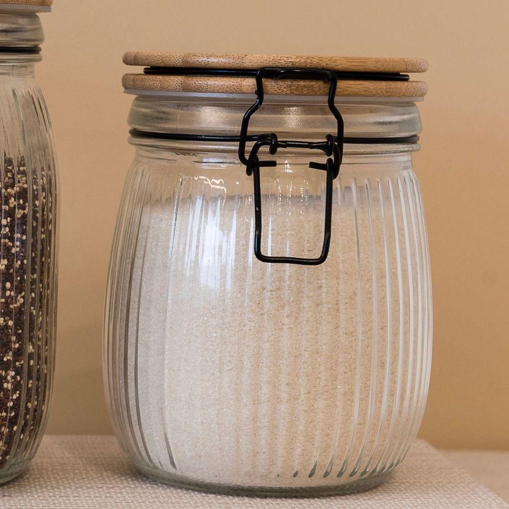 Pote Vidro Hermético Versalhes Tampa Bambu Trava Prime 800ml - Lehaví - 4