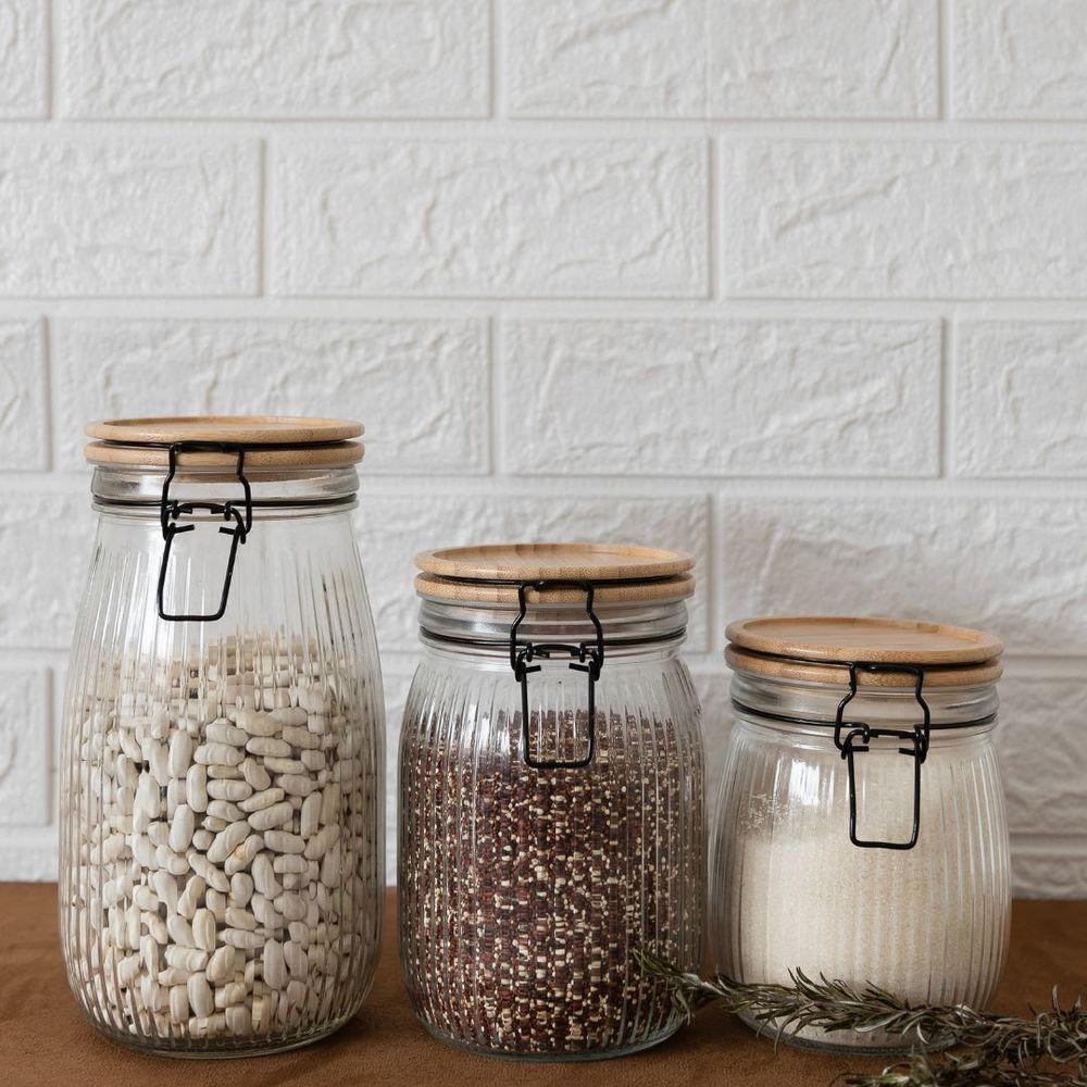 Pote Vidro Hermético Versalhes Tampa Bambu Trava Prime 800ml - Lehaví - 7