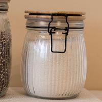 Pote Vidro Hermético Versalhes Tampa Bambu Trava Prime 800ml - Lehaví