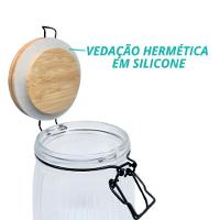 Pote Vidro Hermético Versalhes Tampa Bambu Trava Prime 800ml - Lehaví - 6