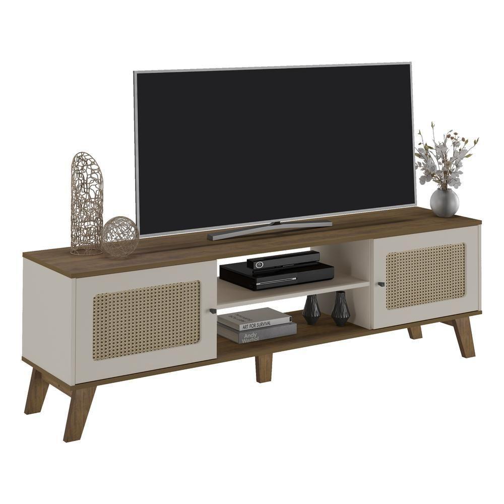 Rack Tv 75" Retrô Com 2 Portas Multimóveis Cr45166 Pinho/Off White Pinho/Off White - 6