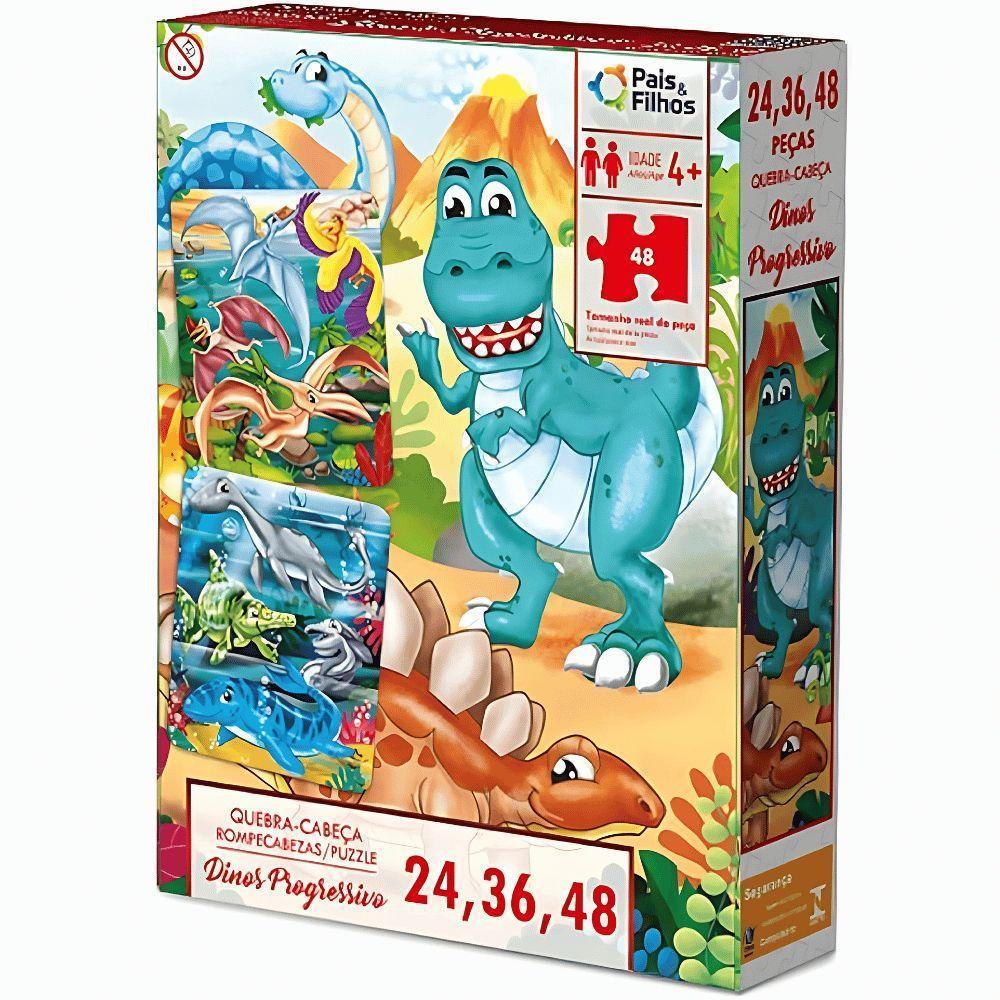 Puzzle Progressivo Dinos 24, 32, 48 Peças - Pais E Filhos - 1