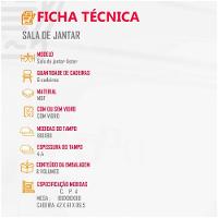 Mesa Tampo Mdf E Vidro Com 6 Cadeiras Creme/Off White/Imbuia - 2