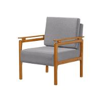 Kit 2 Poltronas Decor Pés Madeira Maciça Yasmin Linho Cinza