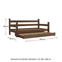 Bicama Madeira Maciça Para Colchão 78/88 X 188cm Paris Multimóveis Cr4139 Imbuia - 3