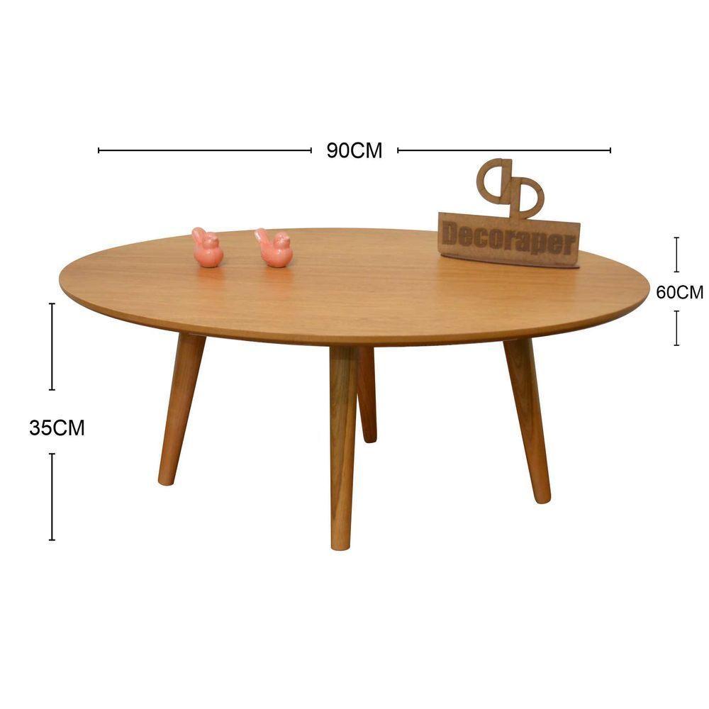 Mesa De Centro Oval Laminada E Pés Palito 90x50cm - 2