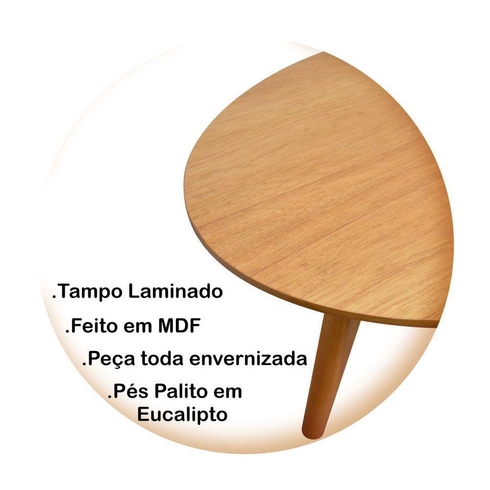 Mesa De Centro Oval Laminada E Pés Palito 90x50cm - 3