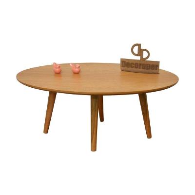 Mesa De Centro Oval Laminada E Pés Palito 90x50cm