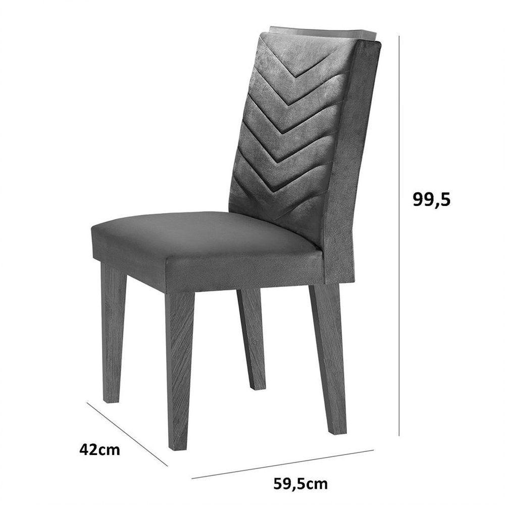 Mesa Tampo Mdf E Vidro 6 Cadeiras Marrom/Grafite/Imbuia - 5