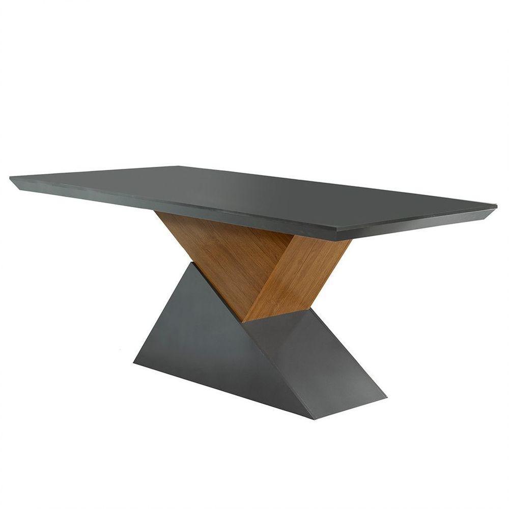 Mesa Tampo Mdf E Vidro 6 Cadeiras Liz Moderna Grafite/Imbuia - 3