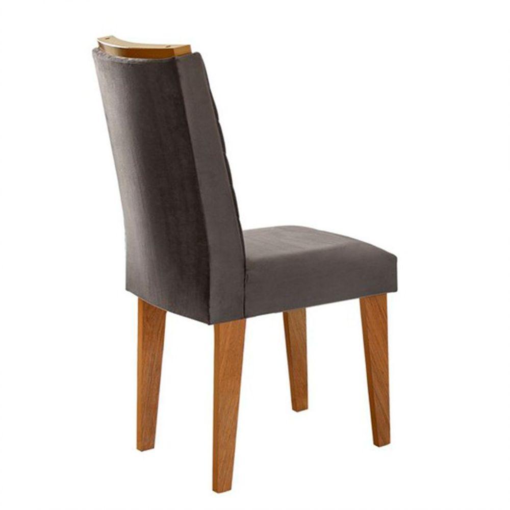 Mesa Tampo Mdf E Vidro 6 Cadeiras Liz Moderna Grafite/Imbuia - 5