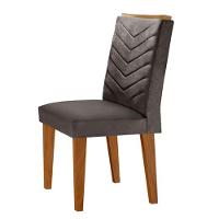 Mesa Tampo Mdf E Vidro 6 Cadeiras Liz Moderna Grafite/Imbuia