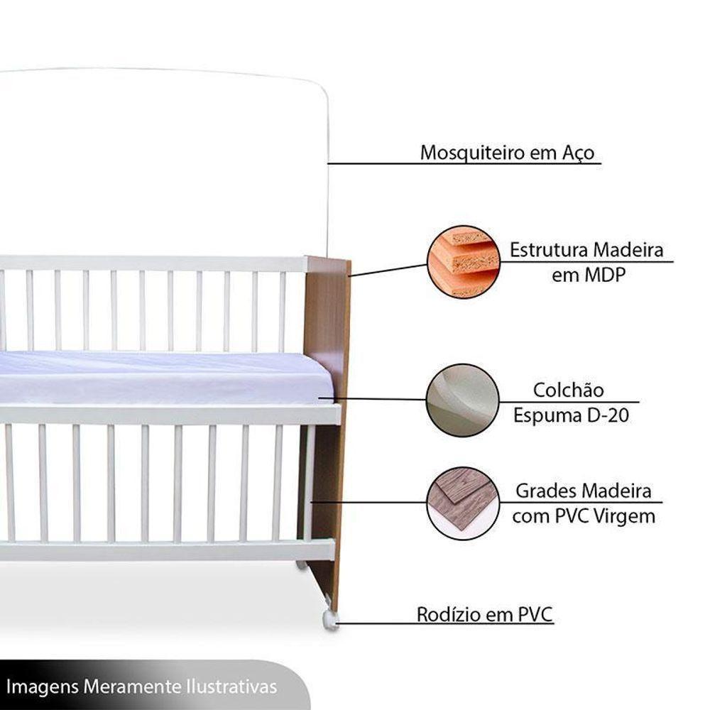 Mini Berço Moisés Ambiente Alegria Branco Amadeirado Com Colchão ? Veronez - 4
