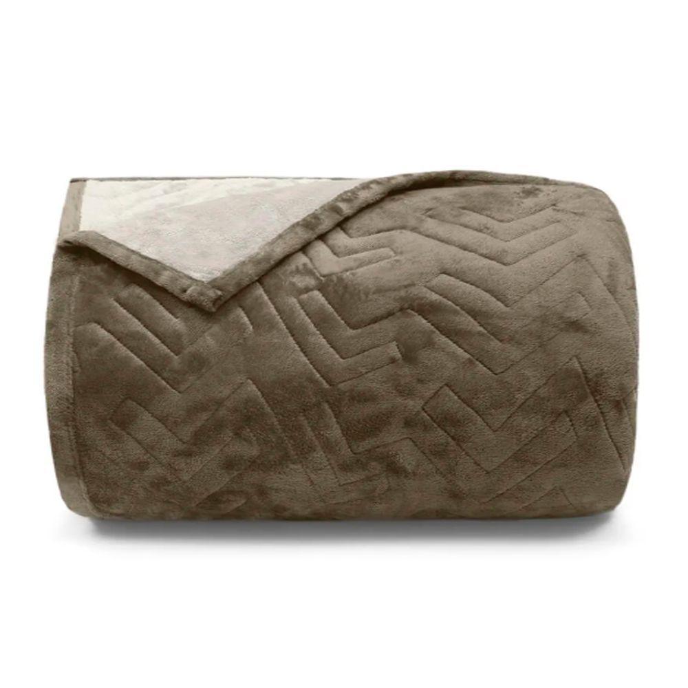 Cobertor Buettner Casal Flannel Plush 100% Poliéster Dupla Face 220mx240m Chocolate Escuro / Chocolate Claro - 1