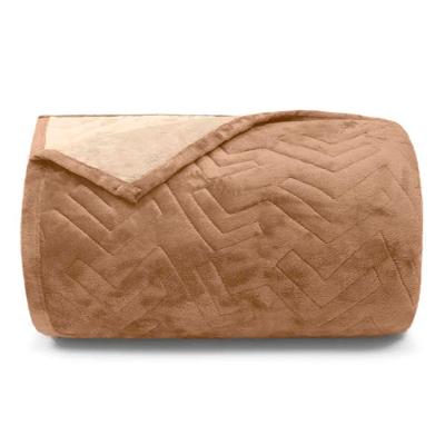 Cobertor Buettner Casal Flannel Plush 100% Poliéster Dupla Face 220mx240m Khaki Escuro / Khaki Claro