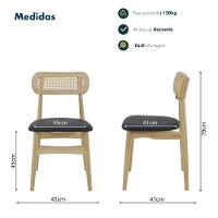 Conjunto De Mesa De Jantar Vidro 90cm Com 4 Cadeiras Rainer Em Palha Natural Design, Conforto E Sofisticação - 3