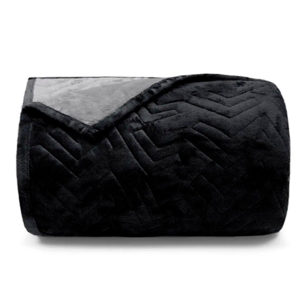 Cobertor Buettner King Flannel Plush 100% Poliéster Dupla Face 260mx280m Preto / Metal Escuro - 1