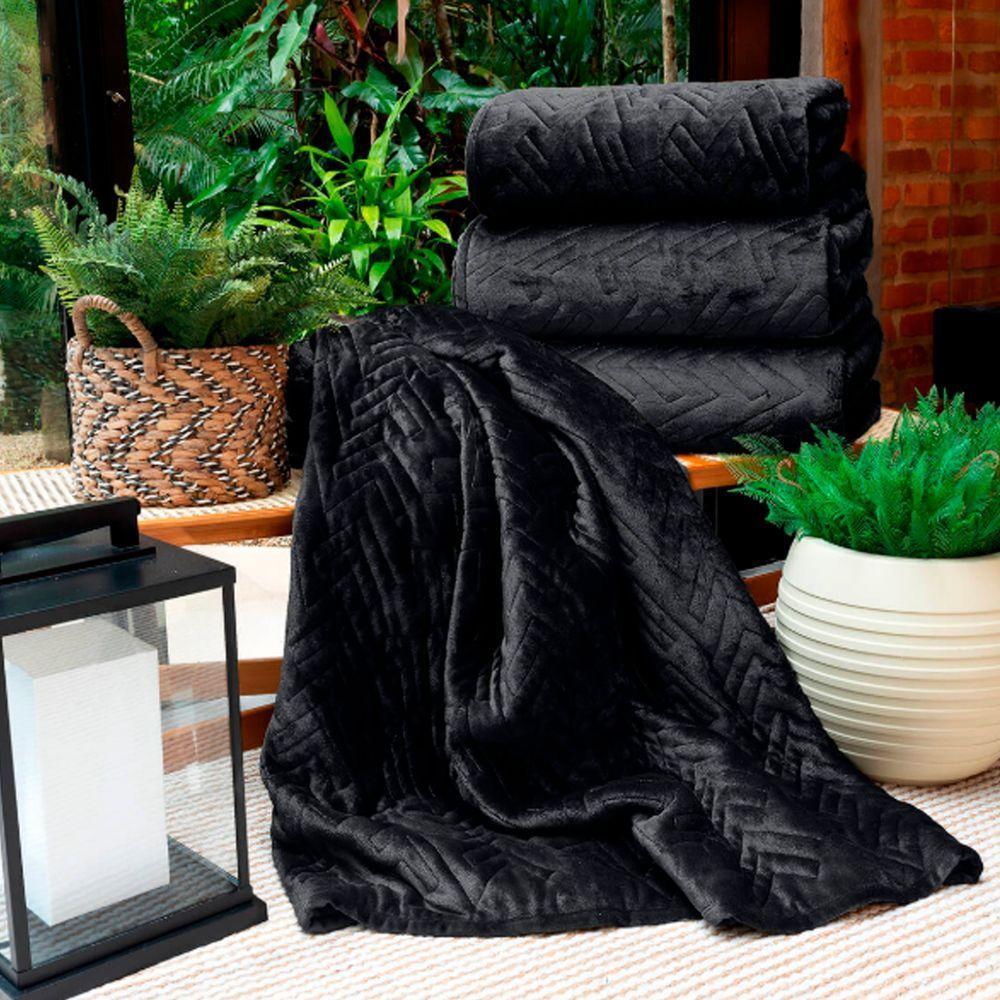 Cobertor Buettner King Flannel Plush 100% Poliéster Dupla Face 260mx280m Preto / Metal Escuro - 3