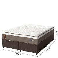 Cama Box Baú Casal Queen Colchão Molas Ensacadas Guarda Costas Alameda Probel 158x198x71cm Suede Marrom / Branco - 3