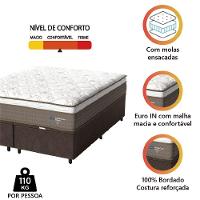 Cama Box Baú Casal Queen Colchão Molas Ensacadas Guarda Costas Alameda Probel 158x198x71cm Suede Marrom / Branco - 5