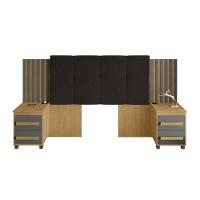 Cabeceira Casal Extensível Com 2 Mesas De Apoio Ripado Suiça Cinamomo/grafite - 3