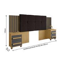 Cabeceira Casal Extensível Com 2 Mesas De Apoio Ripado Suiça Cinamomo/grafite - 4