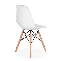 Conjunto De Mesa De Jantar Eames Eiffel Redonda 90cm Tampo De Madeira Branco Com 4 Cadeiras Brancas - 3
