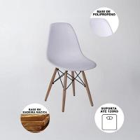 Conjunto De Mesa De Jantar Eames Eiffel Redonda 90cm Tampo De Madeira Branco Com 4 Cadeiras Brancas - 7