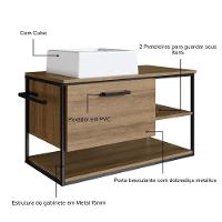 Gabinete Suspenso Para Banheiro Com Lavatório E Porta Basculante Mel - 3