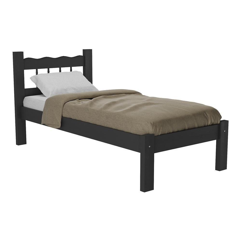 Cama Solteiro Madeira Maciça Para Colchão 78/88 X 188Cm Madri Multimóveis Vcr4141 Preto Preto - 1