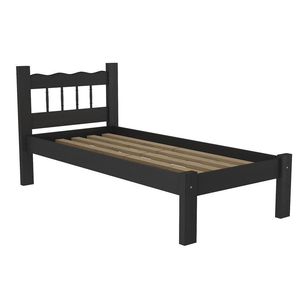 Cama Solteiro Madeira Maciça Para Colchão 78/88 X 188Cm Madri Multimóveis Vcr4141 Preto Preto - 2