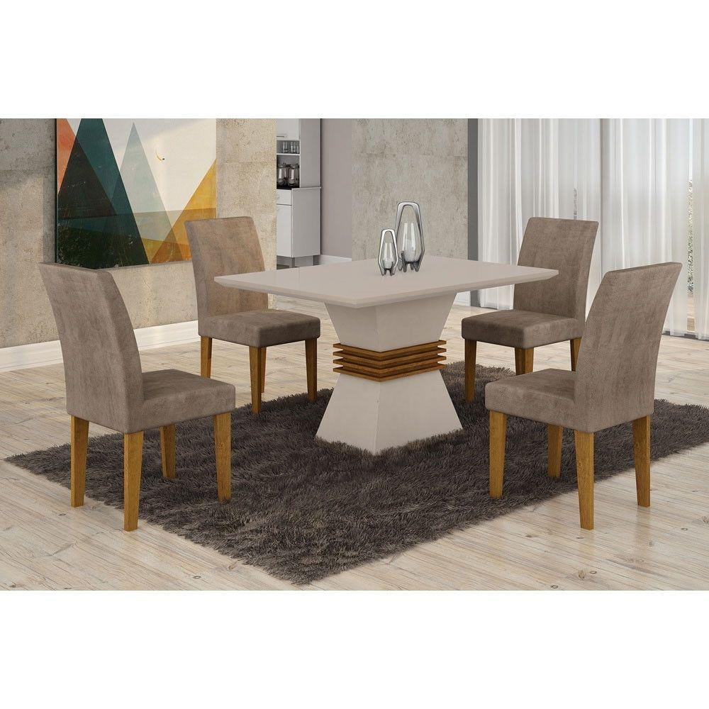 Sala De Jantar Lucy Com 4 Cadeiras Grécia Rufato - 1