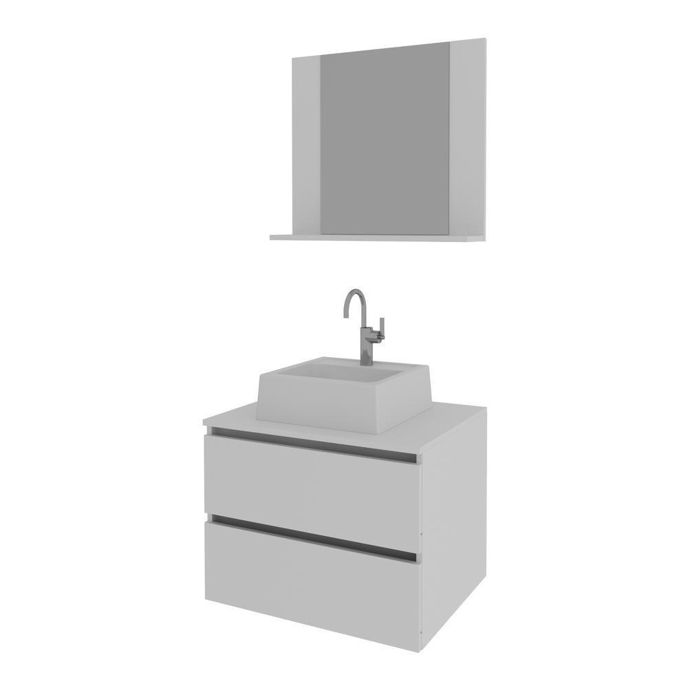 Gabinete De Banheiro Com Cuba E Espelheira 60cm Multimóveis Cr10097 Branco Branco - 3
