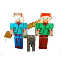 Kit Cartelado Conjunto Minecraft 2 Bonecos + 1 Bloco + 1 Vaca + 1 Espada Minecraft 31cm
