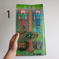Kit Cartelado Conjunto Minecraft 2 Bonecos + 1 Bloco + 1 Vaca + 1 Espada Minecraft 31cm - 8