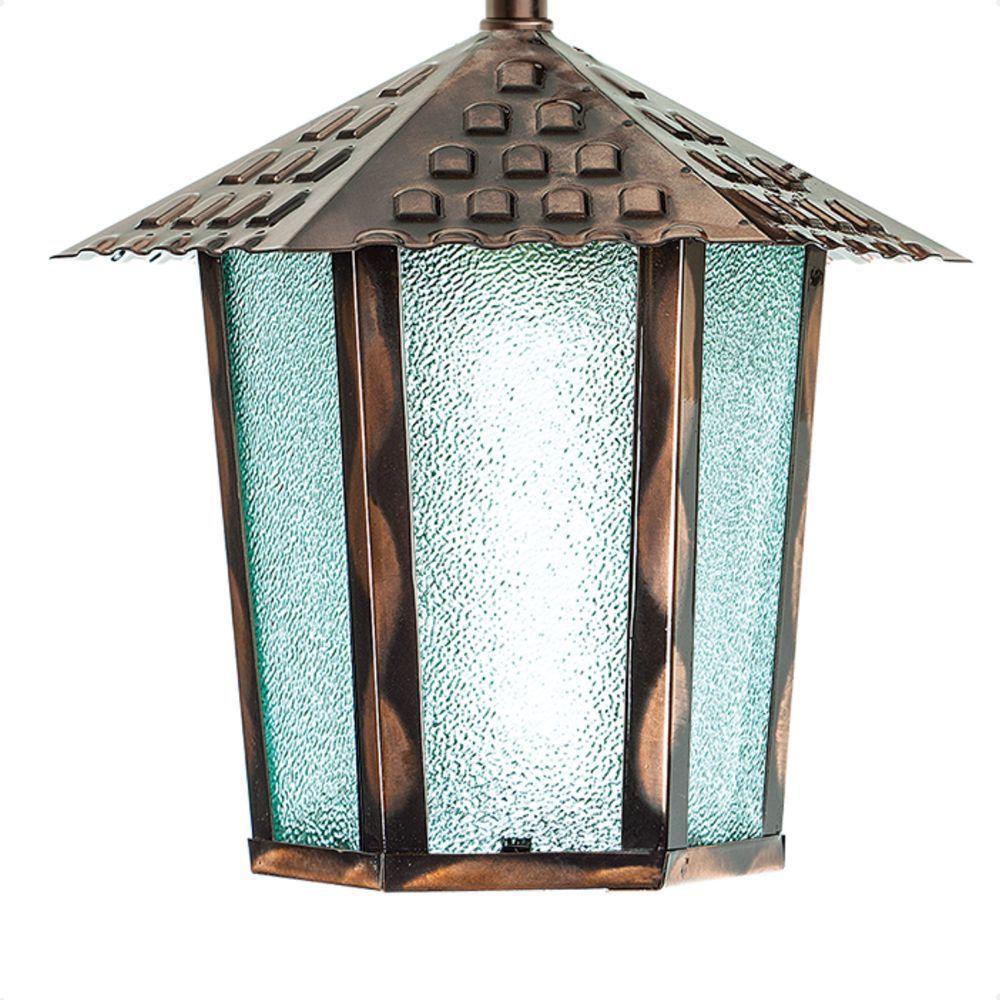 Kit 2 Arandela Colonial Sextavada Vidro Pontilhado E27 Bivolt Cobre - 3