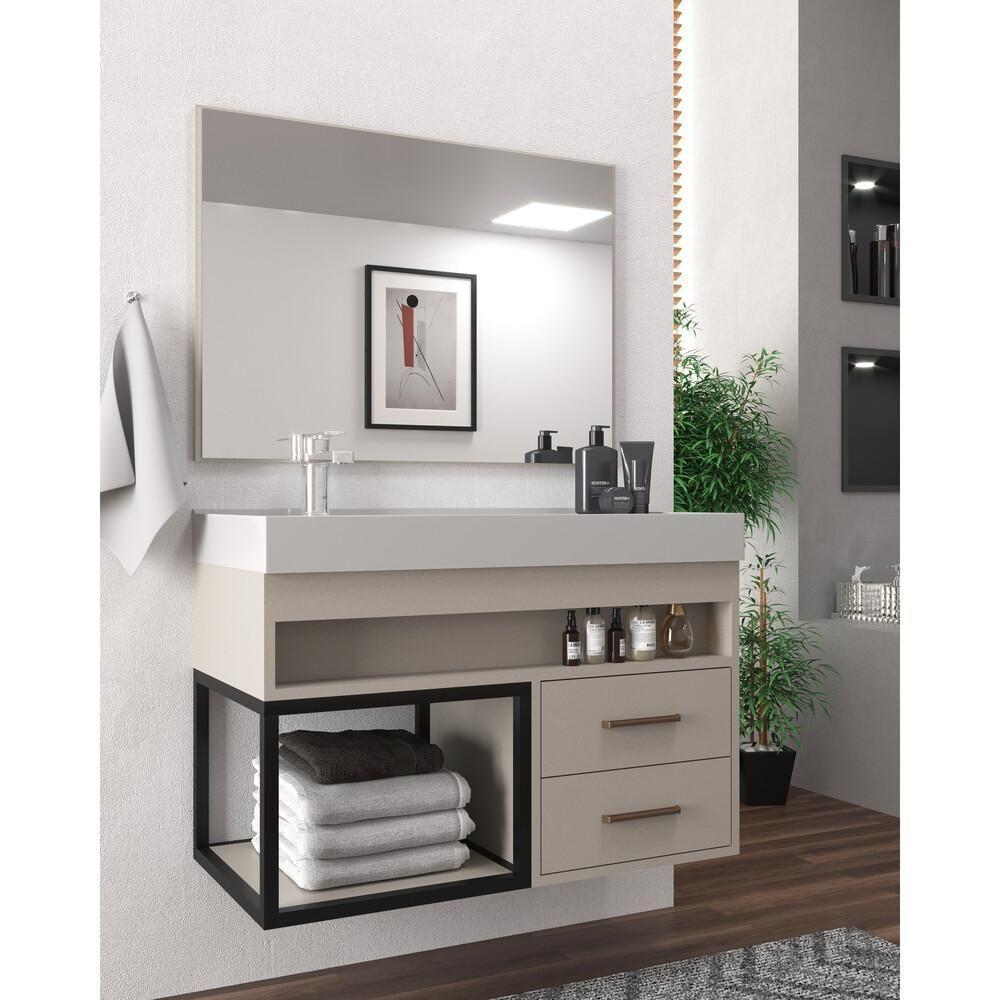 Gabinete Banheiro Com Cuba E Espelheira 80Cm Multimóveis Vcr10071 Nude Nude - 1