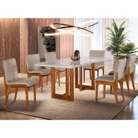 Sala De Jantar 180cm 6 Cadeiras Off White/imbuia /palha - 2
