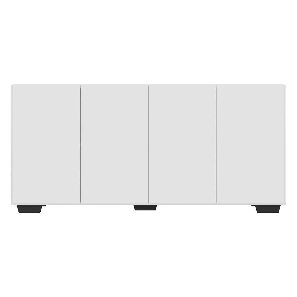 Aparador Buffet 4 Portas Com Pés Quadrados Veneza Multimóveis V3557 Branco/Preto Branco/Preto - 3