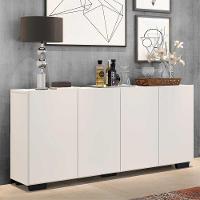 Aparador Buffet 4 Portas Com Pés Quadrados Veneza Multimóveis V3557 Branco/Preto Branco/Preto - 7